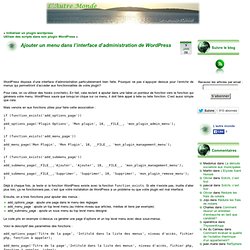 Ajouter un menu dans l’interface d’administration de Wordpress