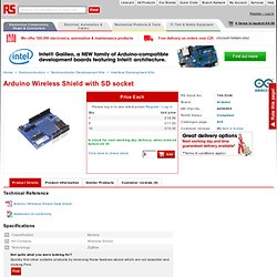 Buy Microcontroller & Processor Arduino Wireless Shield with SD socket Arduino A000065 online from RS for next day delivery.