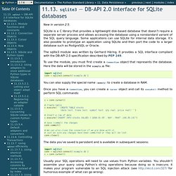 11.13. sqlite3 — DB-API 2.0 interface for SQLite databases — Python v2.7 documentation