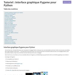 Interface graphique Pygame pour Python