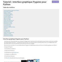 Interface graphique Pygame pour Python