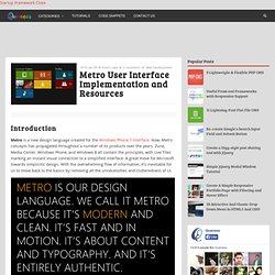 Metro User Interface Implementation and Resources