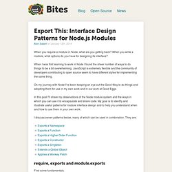 Export This: Interface Design Patterns for Node.js Modules