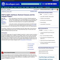PHP 5 OOP: Interfaces Abstract Classes and the Adapter Pattern — Developer.com
