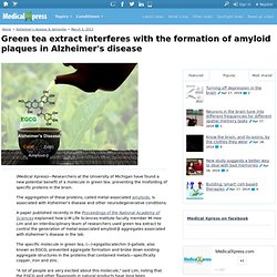 Green tea extract interferes with the formation of amyloid plaques in Alzheimer's disease