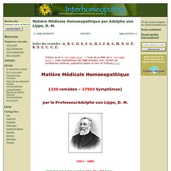 Matière Médicale Homoeopathique par Adolphe von Lippe, D. M.