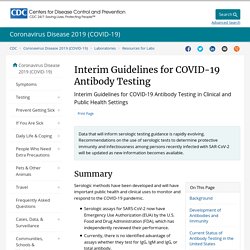 Interim Guidelines for COVID-19 Antibody Testing