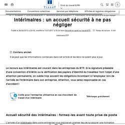 Intérimaires : un accueil sécurité à ne pas négliger - Éditions Tissot