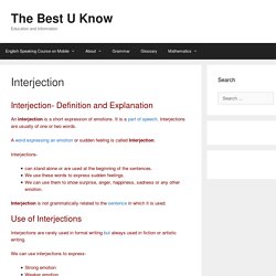 Interjection-Definition, Use and Examples with Explanation