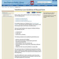 Interlibrary Loan Guidelines & Request Form