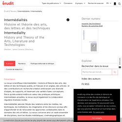 [CA] Intermédialités : Histoire et théorie des arts, des lettres et des techniques