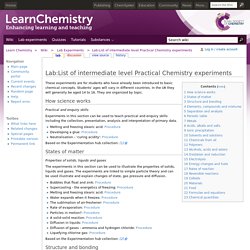 Lab:List of intermediate level Practical Chemistry experiments - Learn Chemistry Wiki