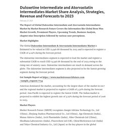 Duloxetine Intermediate and Atorvastatin Intermediates Market Share Analysis, Strategies, Revenue and Forecasts to 2023 – Telegraph