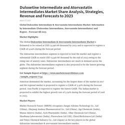 Duloxetine Intermediate and Atorvastatin Intermediates Market Share Analysis, Strategies, Revenue and Forecasts to 2023 – Telegraph