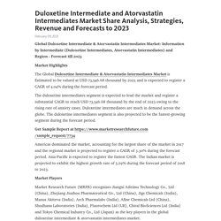 Duloxetine Intermediate and Atorvastatin Intermediates Market Share Analysis, Strategies, Revenue and Forecasts to 2023 – Telegraph