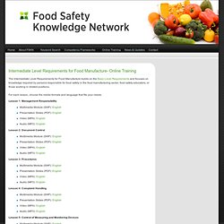 Intermediate Level Requirements for Food Manufacture- Online Training » Food Safety Knowledge Network