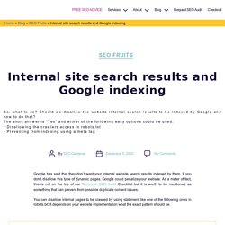 Internal site search results and Google indexing