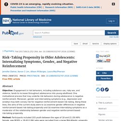 Risk-Taking Propensity in Older Adolescents: Internalizing Symptoms, Gender, and Negative Reinforcement