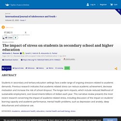 The impact of stress on students in secondary school and higher education: International Journal of Adolescence and Youth: Vol 25, No 1