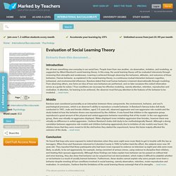 Evaluation of Social Learning Theory - International Baccalaureate Psychology