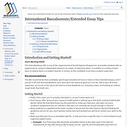 International Baccalaureate/Extended Essay Tips