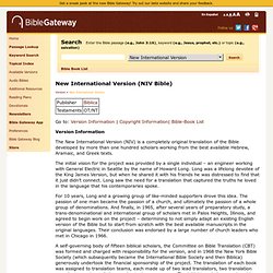 New International Version (NIV Bible) - Version Information - Bi