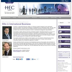 Master of Science in International Business - HEC Paris