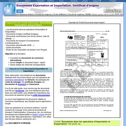 Documents commerce international Certificat d'origine