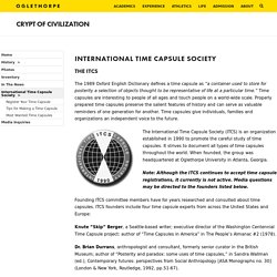 International Time Capsule Society - Crypt of Civilization