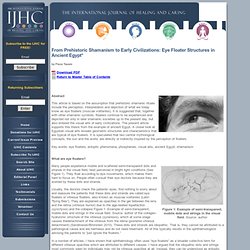 IJHC (The International Journal of Healing and Caring) - From Prehistoric Shamanism to Early Civilizations: Eye Floater Structures in Ancient Egypt*