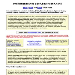 International Shoe Size Conversion Charts/Converter Tables for Shoes Sizes