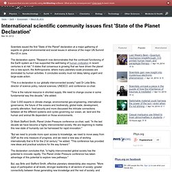 International scientific community issues first 'State of the Planet Declaration'