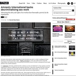 Amnesty International backs decriminalising sex work
