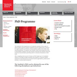 The Graduate Institute - PhD Programme in International and Deve