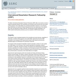 International Dissertation Research Fellowship (IDRF) — Fellowships & Grants