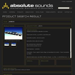 Absolute Sounds International Distributors & Consultants/Product Search Result