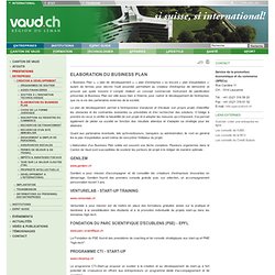 Site international de promotion du canton de Vaud - Élaboration du business plan