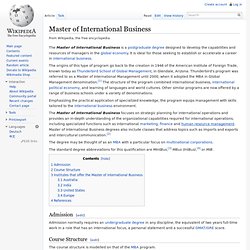 Master of International Business