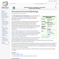 International Journal of Speleology