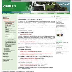 Site international de promotion du canton de Vaud - Aides financières
