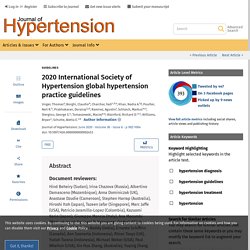 2020 International Society of Hypertension global hypertensi... : Journal of Hypertension