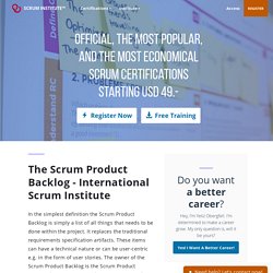 The Scrum Product Backlog - International Scrum Institute