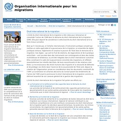 Droit international de la migration - Organisation internationale pour les migrations