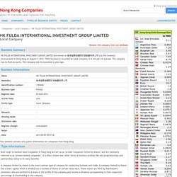 HK FULDA INTERNATIONAL INVESTMENT GROUP LIMITED