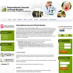 International Journal of Food Studies