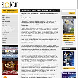 Solar International - News: Largest Solar Power Plant on the Maldives goes online