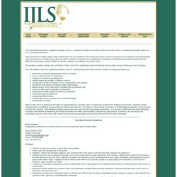 Call for Papers, International Journal of Leadership Studies