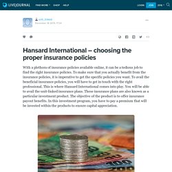 Hansard International – choosing the proper insurance policies