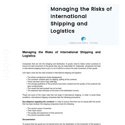 Managing the Risks of International Shipping and Logistics