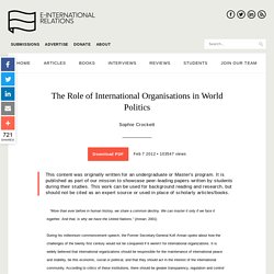 The Role of International Organisations in World Politics